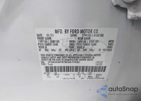 2011 Ford Explorer Limited z USA, uszkodzony, nr VIN 1FMHK8F87BGA17022